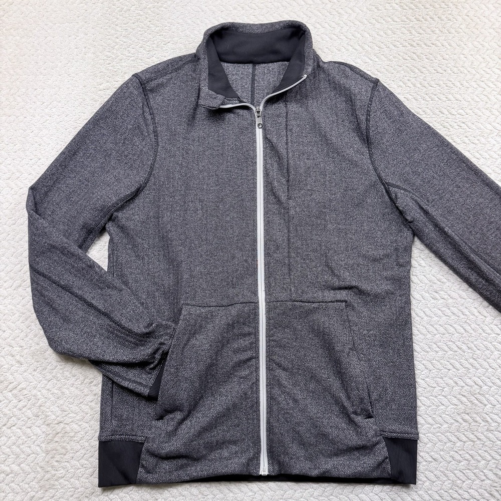 Lululemon‎ Jacket Men's M Heathered Gray PrePost Full Zip Chest Pocket Athletic